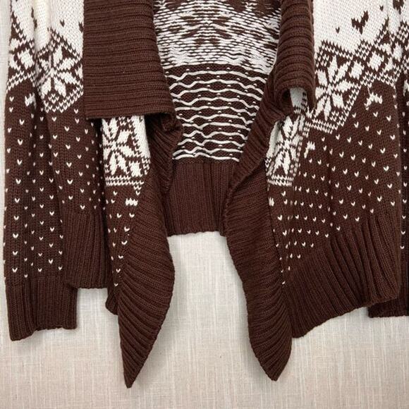 Decree Size Large Brown Nordic Style Cardigan Sweater Open Front Shawl Collar - Picture 4 of 9